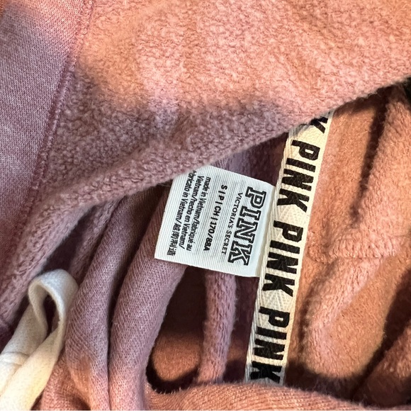 Pink Victoria secret long sleeve stripe kangaroo pocket back logo hoodie S - Picture 7 of 7